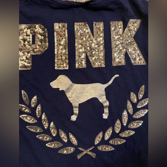 Victoria’s Secret PINK Navy bling sequin logo shirt - Picture 6 of 6